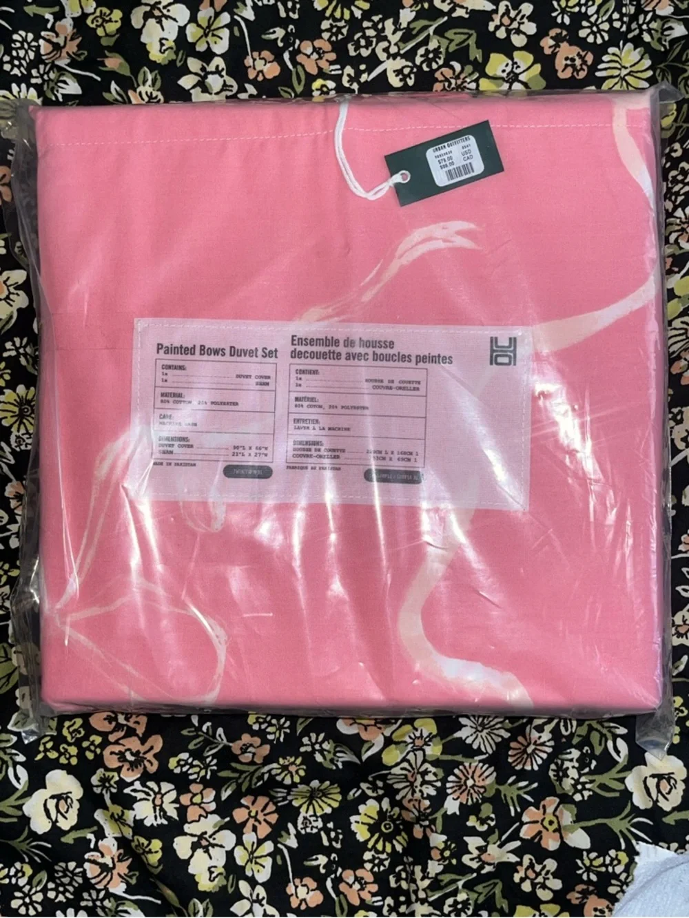 Urban Outfitters UO HOME Painted Bows Pink Duvet Set TWIN XL NEW NWT